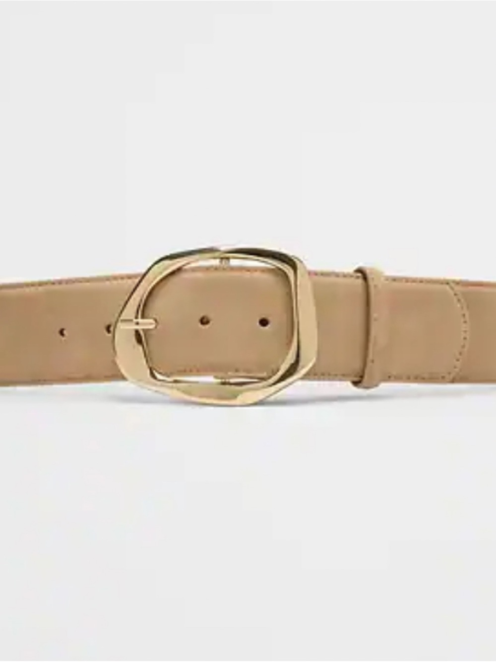 Banana Republic Tan Belt with Gold Organic Oval Buckle